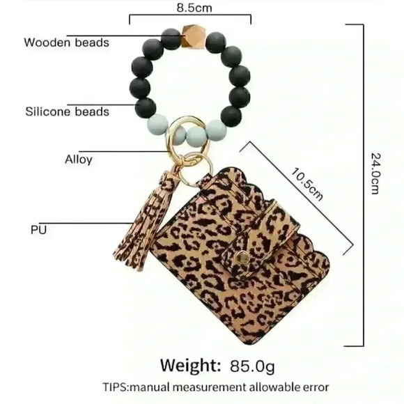 Wristlet Keychain Beaded Bracelet Tassel Card holder - Picture 3 of 4